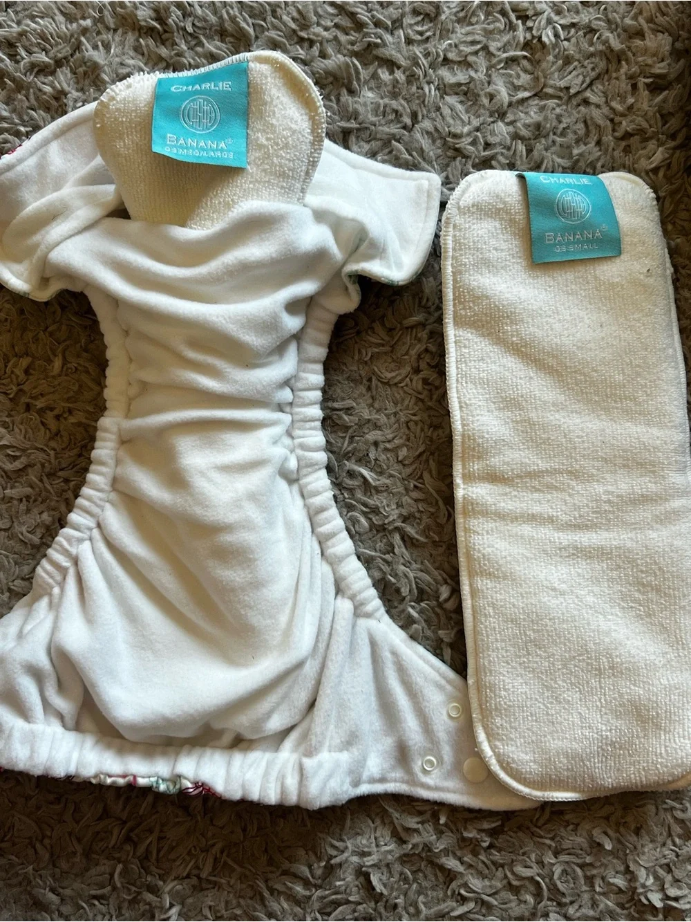 Charlie Banana Floral Diaper Cover in Cream with Pink, Teal & Coral Flowers